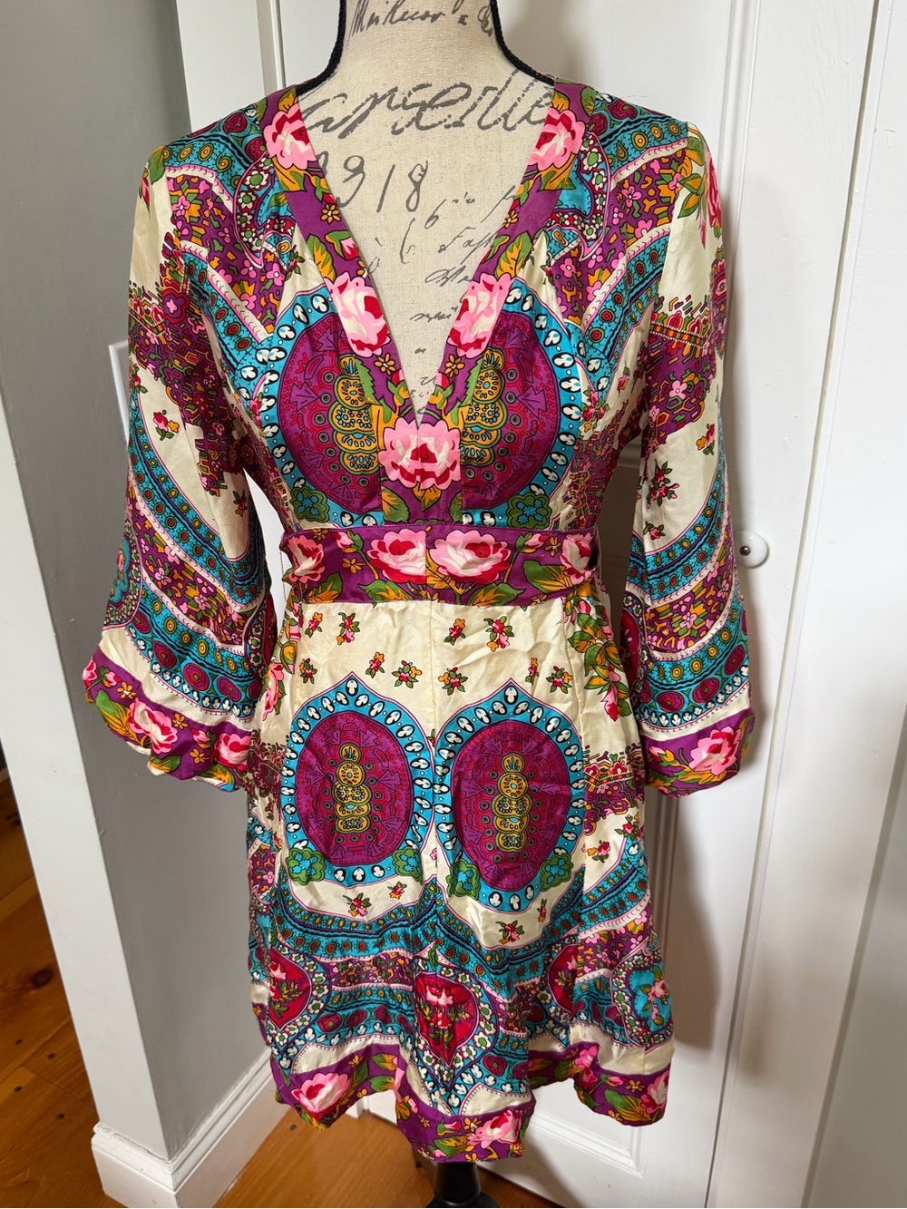 Colorful Boho Silk Dress by Aqua. Women's Size: S.